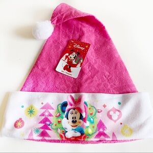Disney Girls Pink Minnie Mouse Christmas Santa Hat